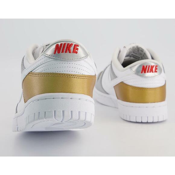 NEW Nike Dunk Low SE Shoes Gold White Silver DH4403 700 - SIZE 7 WOMEN / 5.5 MEN main image 8